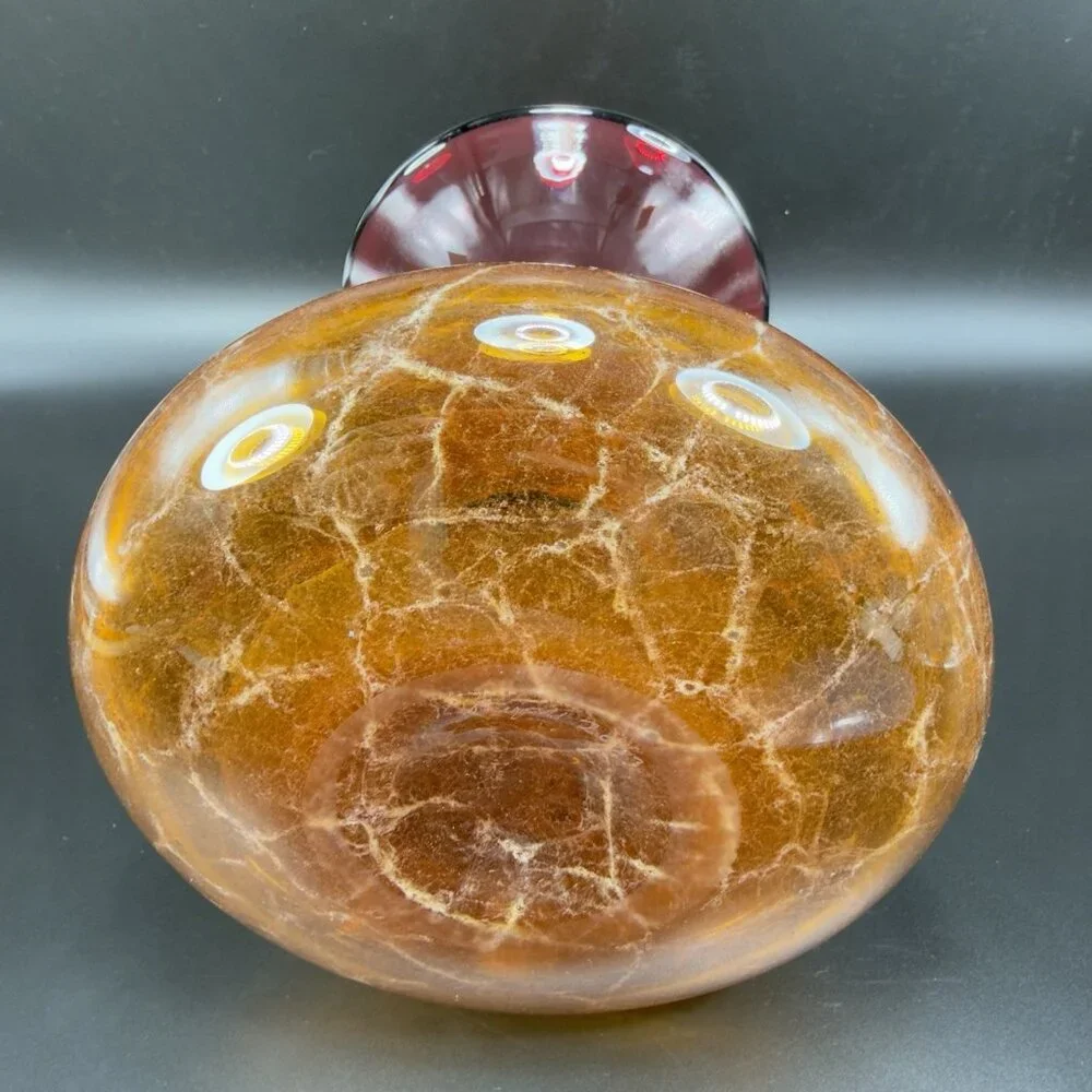 2003 K Piper Hand Blown Studio Art Glass‎ Vase Vessel Marbling Pattern Hand Made